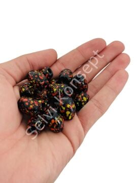 Sarı Kırmızı Benekli Mısır İşi Cam Boncuk 20 Adet