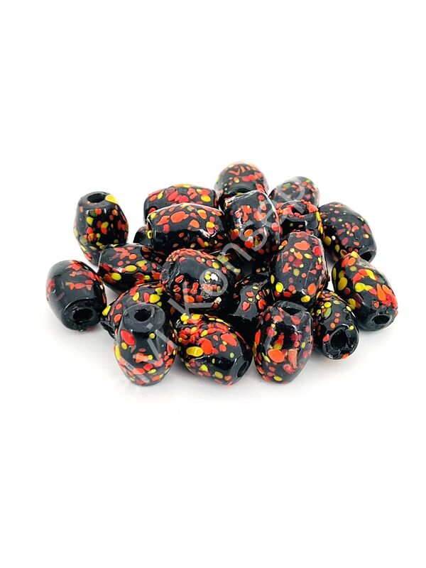 Sarı Kırmızı Benekli Mısır İşi Cam Boncuk 20 Adet