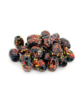 Sarı Kırmızı Benekli Mısır İşi Cam Boncuk 20 Adet