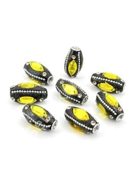 Boncuk İşlemeli Otantik Boncuk Oval 13x25 mm 4 Adet