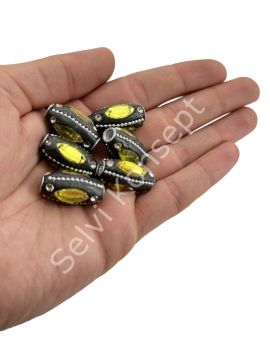 Boncuk İşlemeli Otantik Boncuk Oval 13x25 mm 4 Adet