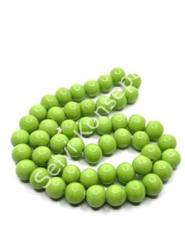 El Yapımı Parlak Yuvarlak Dizi Cam Boncuk Fıstık Yeşili 10 mm