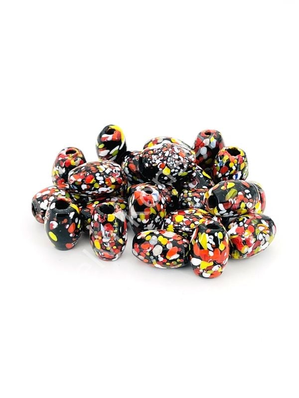 Renkli Benekli Mısır İşi Cam Boncuk 10 Adet