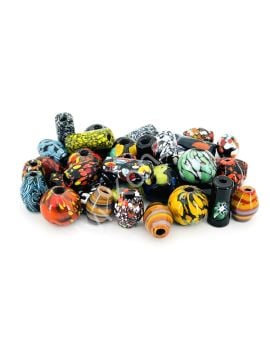 Karışık Renk-Desenli Mısır İşi Cam Boncuk 20 Adet