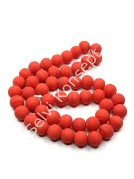 El Yapımı Mat Yuvarlak Dizi Cam Boncuk Nar Çiçeği 10 mm