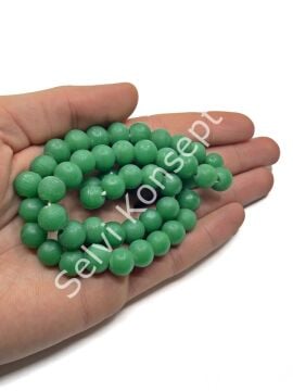 El Yapımı Mat Yuvarlak Dizi Cam Boncuk Çimen Yeşili 10 mm