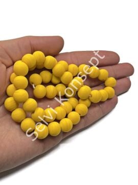 El Yapımı Mat Yuvarlak Dizi Cam Boncuk Hardal 10 mm