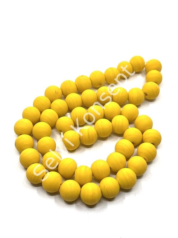 El Yapımı Mat Yuvarlak Dizi Cam Boncuk Hardal 10 mm