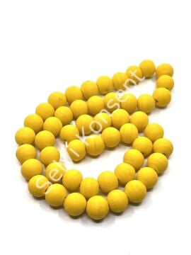 El Yapımı Mat Yuvarlak Dizi Cam Boncuk Hardal 10 mm