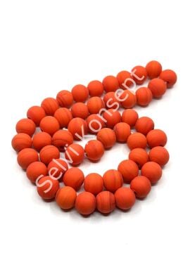 El Yapımı Mat Yuvarlak Dizi Cam Boncuk Turuncu 10 mm