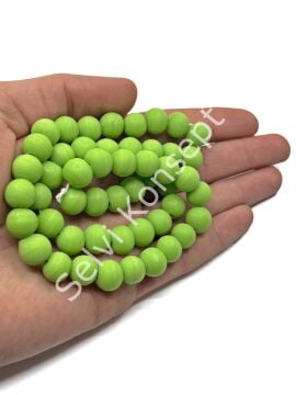 El Yapımı Mat Yuvarlak Dizi Cam Boncuk Fıstık Yeşili 10 mm