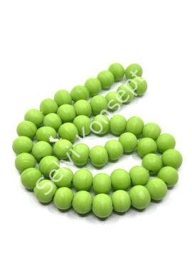 El Yapımı Mat Yuvarlak Dizi Cam Boncuk Fıstık Yeşili 10 mm