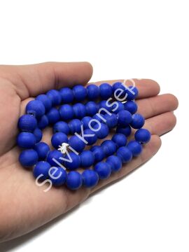 El Yapımı Mat Yuvarlak Dizi Cam Boncuk Lacivert 10 mm