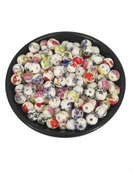 Porselen Karışık Motif Boncuk 10 mm 10 Adet