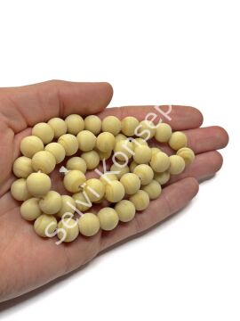 El Yapımı Mat Yuvarlak Dizi Cam Boncuk Krem 10 mm