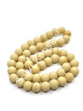 El Yapımı Mat Yuvarlak Dizi Cam Boncuk Krem 10 mm