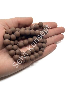 El Yapımı Mat Yuvarlak Dizi Cam Boncuk Kahverengi 10 mm