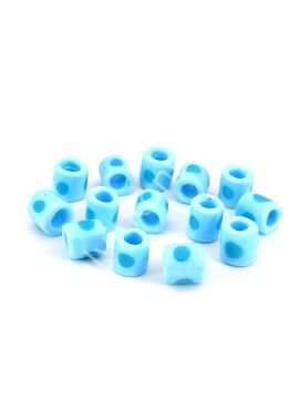 El Yapımı Mavi Benekli Bebek Mavisi Murano Silindir Cam Boncuk