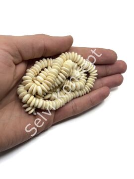 El Yapımı Disk-Rondela Dizi Tibet Boncuk Krem 8x3 mm