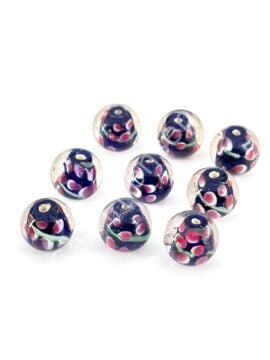 Murano İçten Çiçekli Cam Boncuk 14 mm
