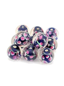 Murano İçten Çiçekli Cam Boncuk 14 mm