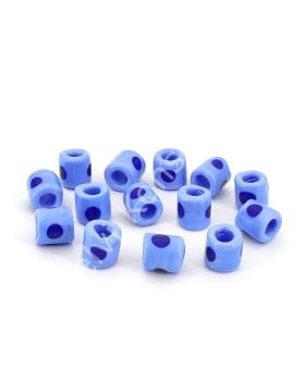 El Yapımı Lacivert Benekli Lila Murano Silindir Cam Boncuk