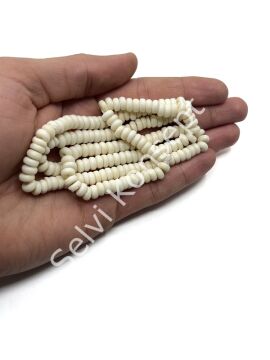 El Yapımı Disk-Rondela Dizi Tibet Boncuk Krem 7x3 mm
