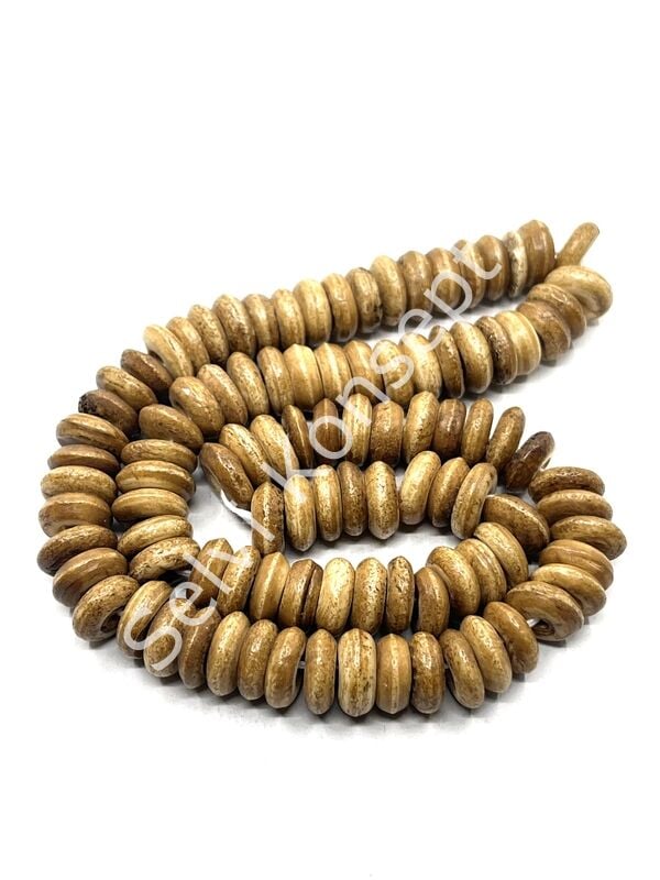 El Yapımı Disk-Rondela Dizi Tibet Boncuk Kahverengi 10x4 mm