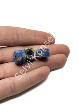 Gana-Krobo Disk-Rondela Cam Boncuk Mavi 13-8 mm 10 Adet