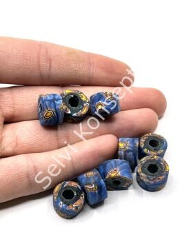 Gana-Krobo Disk-Rondela Cam Boncuk Mavi 13-8 mm 10 Adet