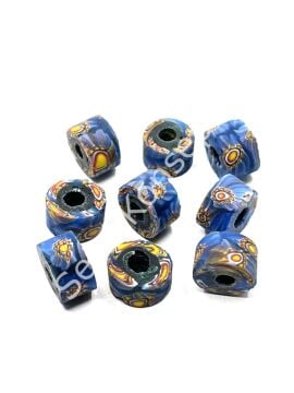 Gana-Krobo Disk-Rondela Cam Boncuk Mavi 13-8 mm 10 Adet