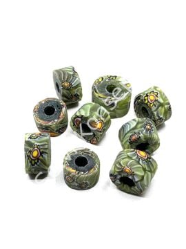 Gana-Krobo Disk-Rondela Cam Boncuk Su Yeşili 13-8 mm 10 Adet