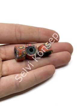 Gana-Krobo Disk-Rondela Cam Boncuk Kırmızı 13-8 mm 10 Adet