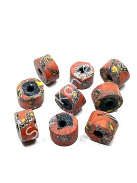 Gana-Krobo Disk-Rondela Cam Boncuk Kırmızı 13-8 mm 10 Adet