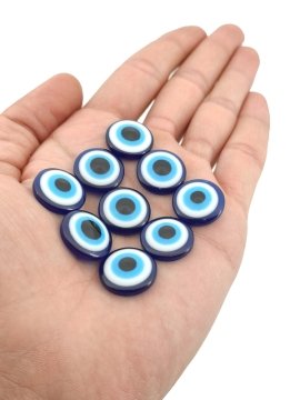 Plastik  Yassı Nazar Boncuğu Deliksiz 18 mm 20 Adet