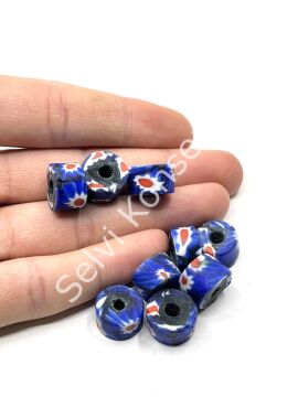 Gana-Krobo Disk-Rondela Cam Boncuk Lacivert 13-8 mm 10 Adet