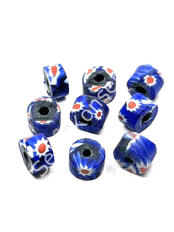 Gana-Krobo Disk-Rondela Cam Boncuk Lacivert 13-8 mm 10 Adet