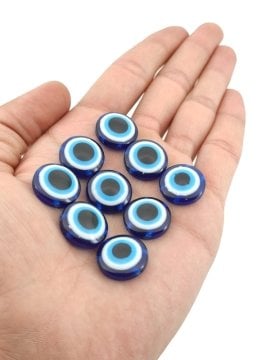 Plastik  Yassı Nazar Boncuğu Çift Delikli 18 mm 20 Adet
