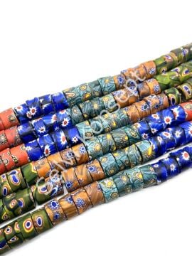 Gana-Krobo Disk-Rondela Cam Boncuk Karışık Dizi 13-8 mm