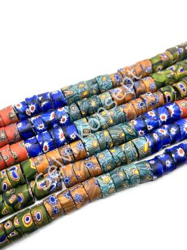 Gana-Krobo Disk-Rondela Cam Boncuk Karışık Dizi 13-8 mm