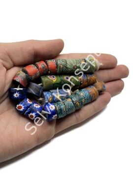 Gana-Krobo Disk-Rondela Cam Boncuk Karışık Dizi 13-8 mm