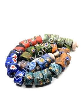 Gana-Krobo Disk-Rondela Cam Boncuk Karışık Dizi 13-8 mm