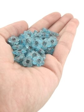 Papatya Cam Boncuk Şeffaf Mavi Küçük Boy 10 Adet