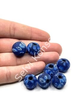 Gana-Krobo Cam Boncuk Saks Mavi 14 mm 10 Adet