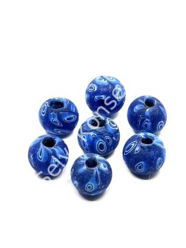 Gana-Krobo Cam Boncuk Saks Mavi 14 mm 10 Adet