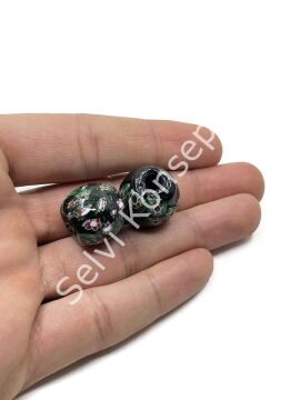 Gana-Krobo Parlak Cam Boncuk Yeşil 16x18 mm 20 Adet