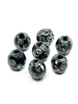 Gana-Krobo Parlak Cam Boncuk Yeşil 16x18 mm 10 Adet