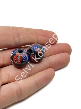 Gana-Krobo Parlak Cam Boncuk Lacivert 18x16 mm 20 Adet