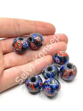 Gana-Krobo Parlak Cam Boncuk Lacivert 18x16 mm 10 Adet