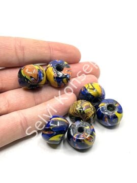 Gana-Krobo Parlak Cam Boncuk Karışık Renkli 19x13 mm 10 Adet